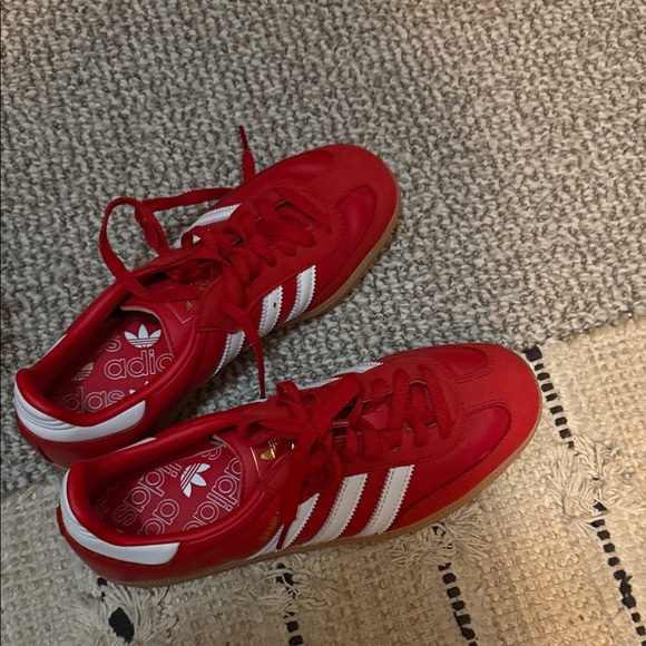 Adidas Scarlet Red Shoes with White Accents - Picture 1 of 2